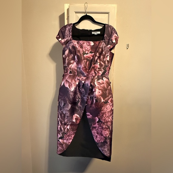 Gorgeous Kay Unger Floral Satin Cocktail Dress - Picture 2 of 3